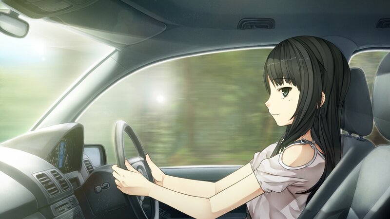 anime girl driving car