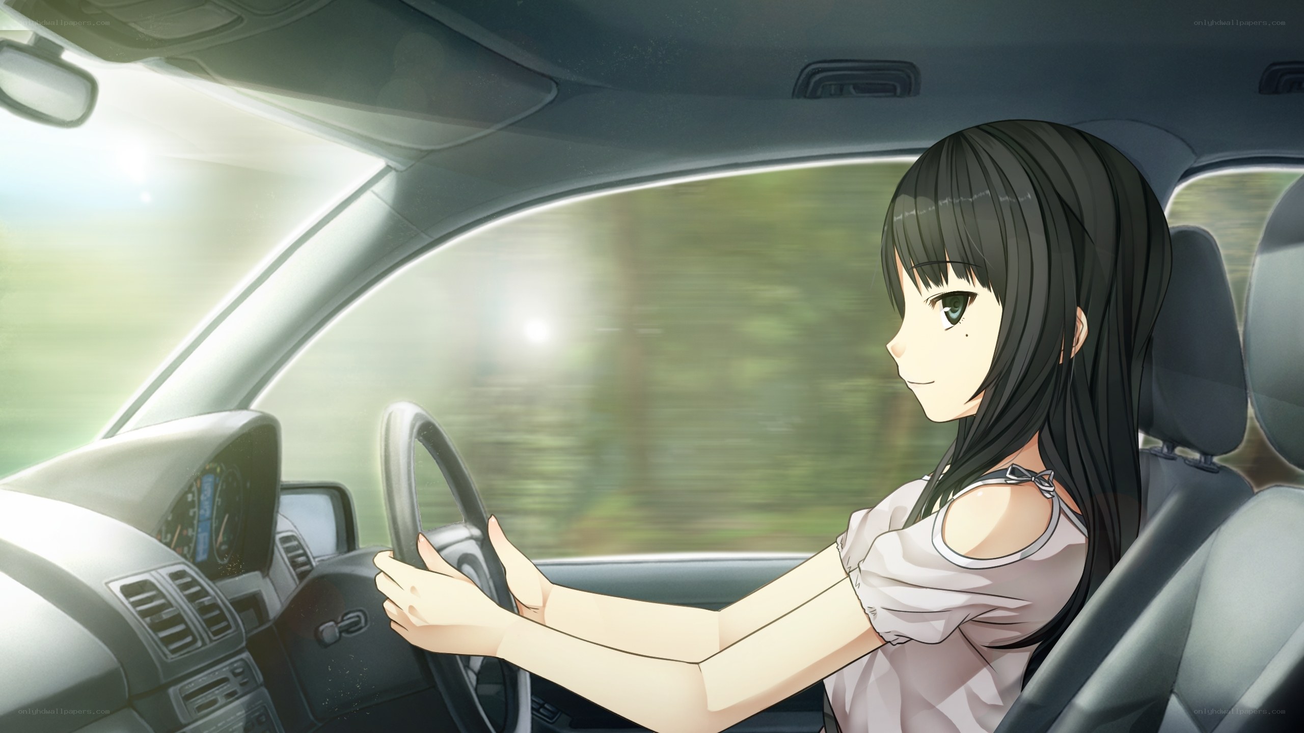 anime girl driving car