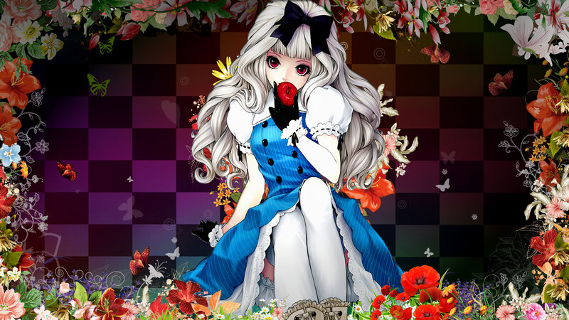 Anime Girl Eating Apple — Blue