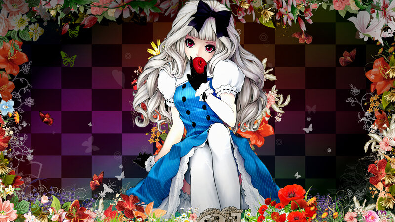 Anime Girl Eating Apple — Blue, Whimsical