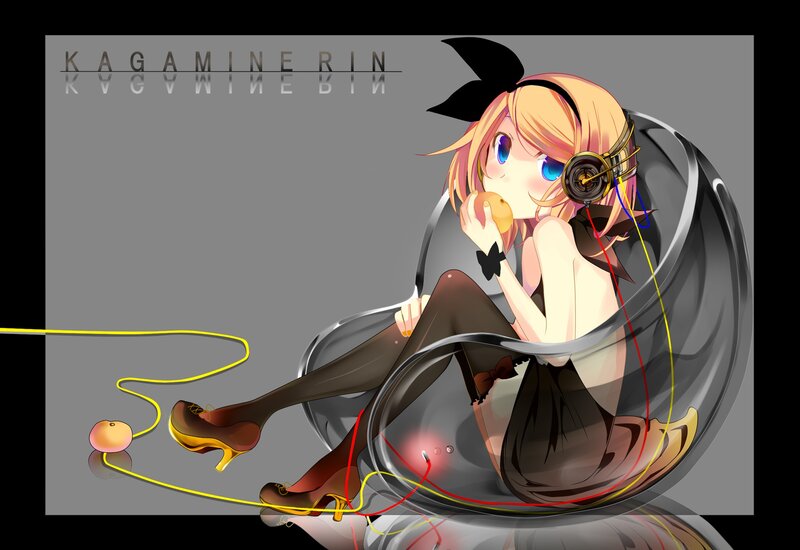 Anime Girl Eating Apple — Gray