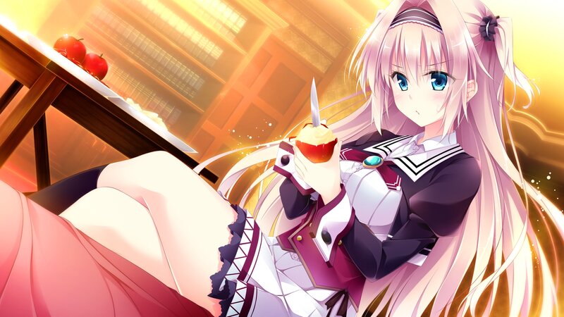 Anime Girl Eating Apple — Pink