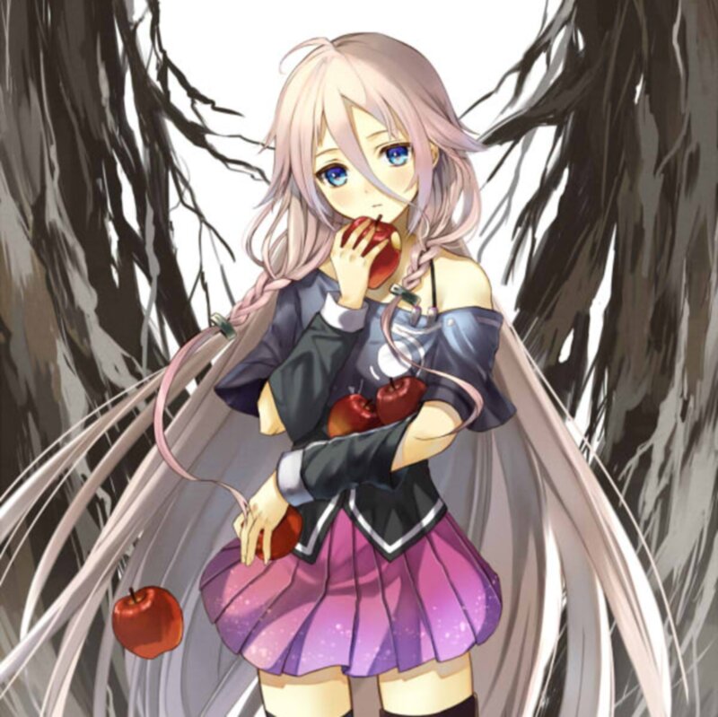 Anime Girl Eating Apple — Purple, Calm