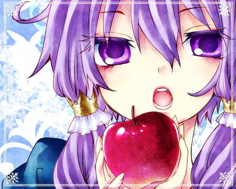 Anime Girl Eating Apple — Purple