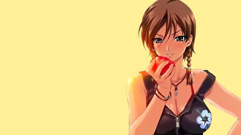 Anime Girl Eating Apple — Yellow