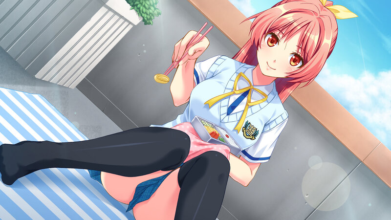 Anime girl eating bento