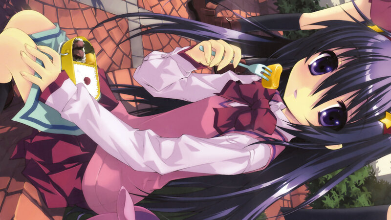 anime girl eating bento
