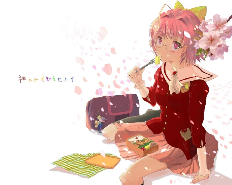 anime girl eating bento