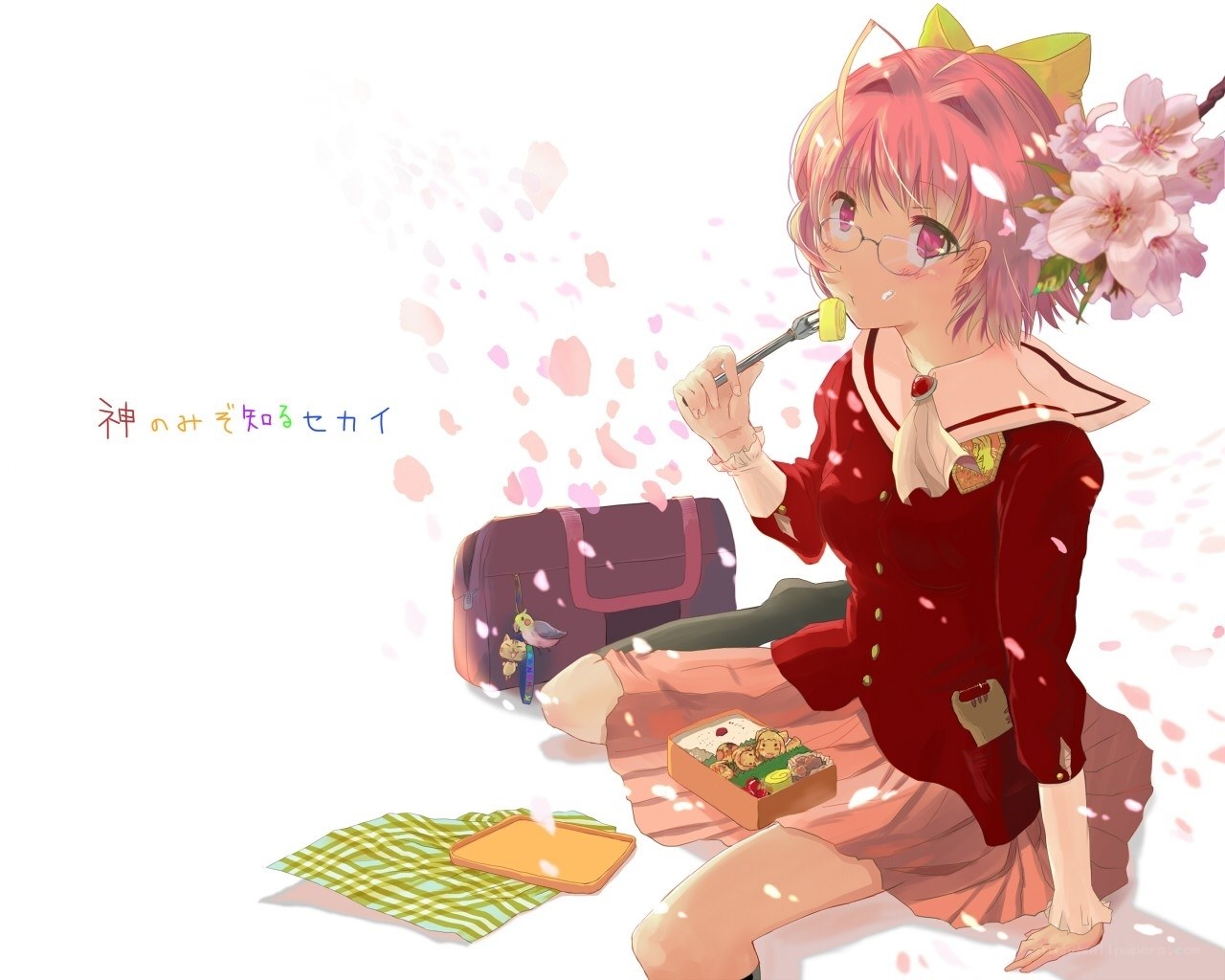 anime girl eating bento