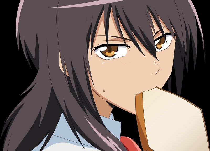 anime girl eating bread