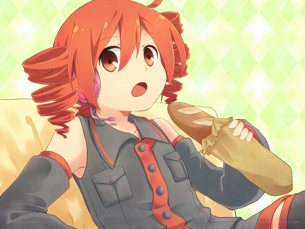 anime girl eating bread