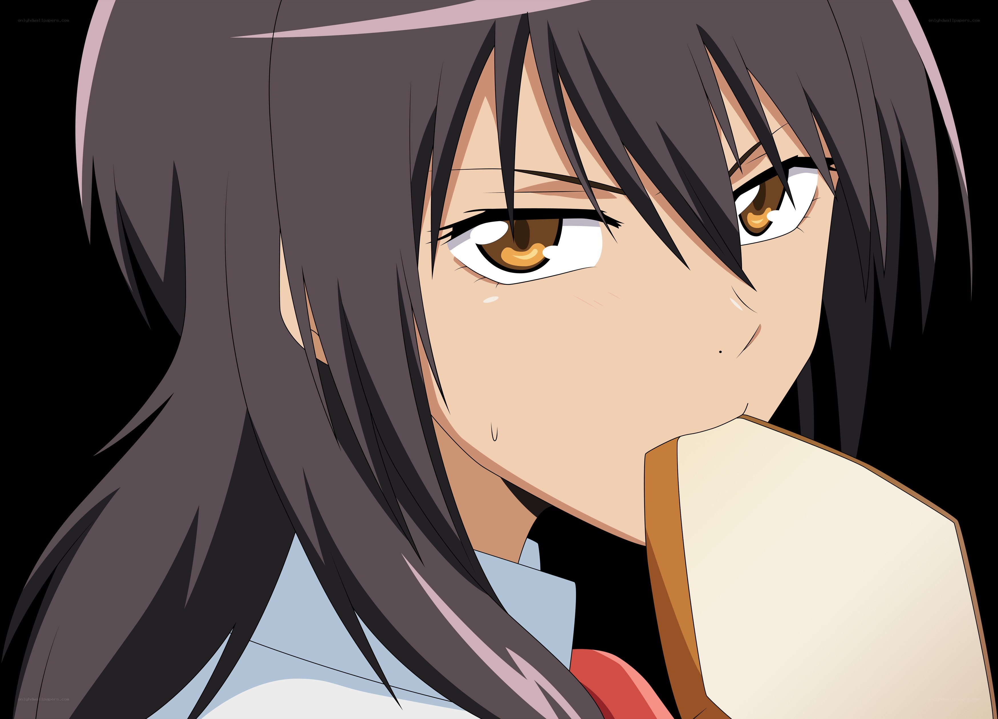 anime girl eating bread