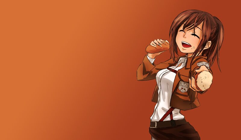 Anime Girl Eating Bread — Orange