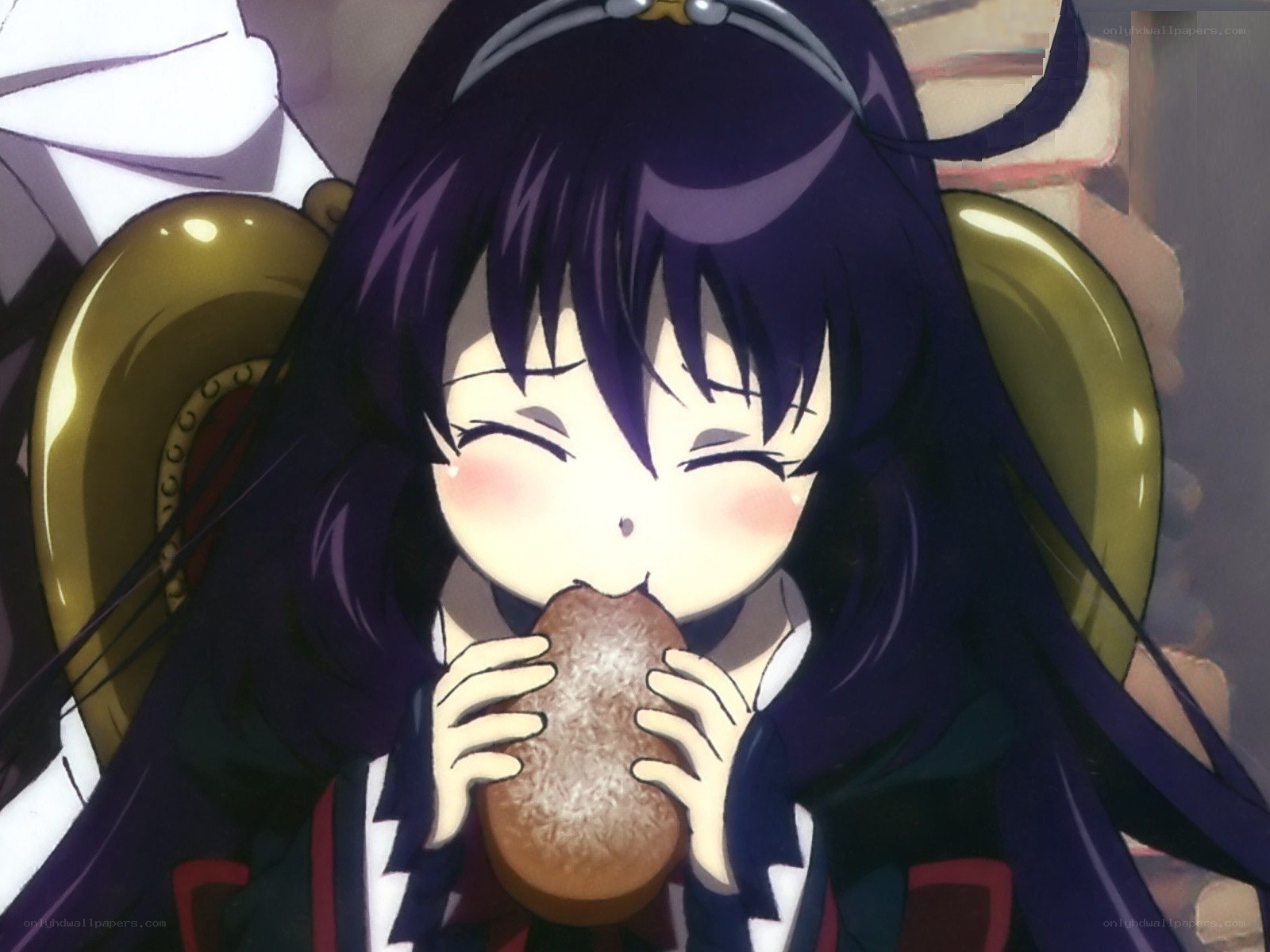 anime girl eating bread
