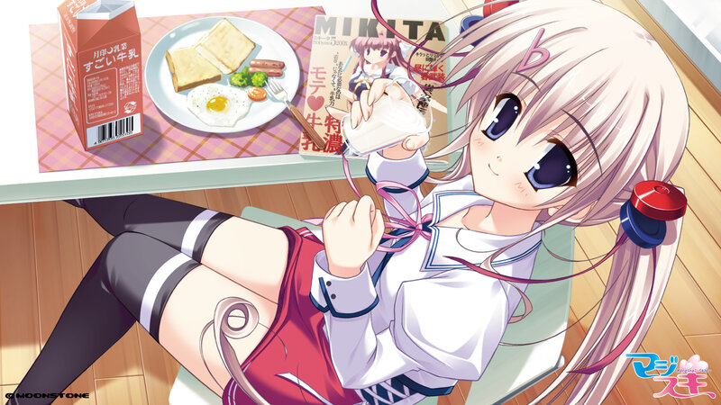 anime girl eating breakfast