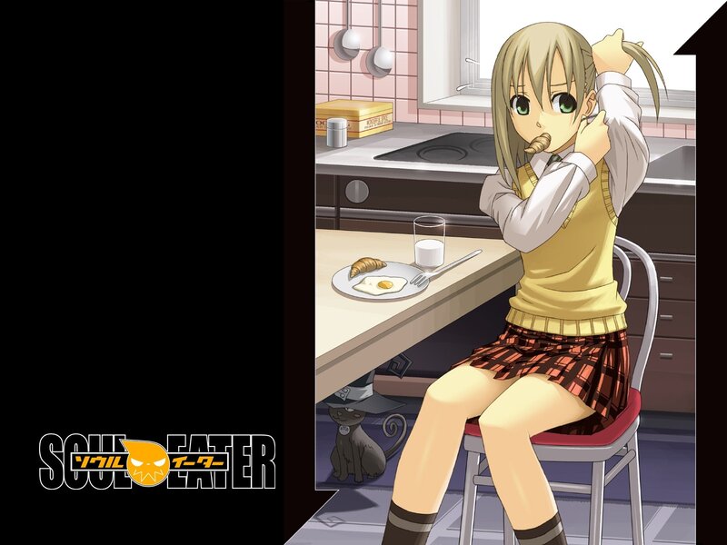 Anime Girl Eating Breakfast — Yellow