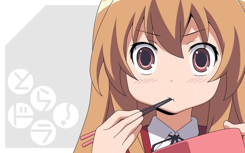 Anime Girl Eating — Brown, Calm