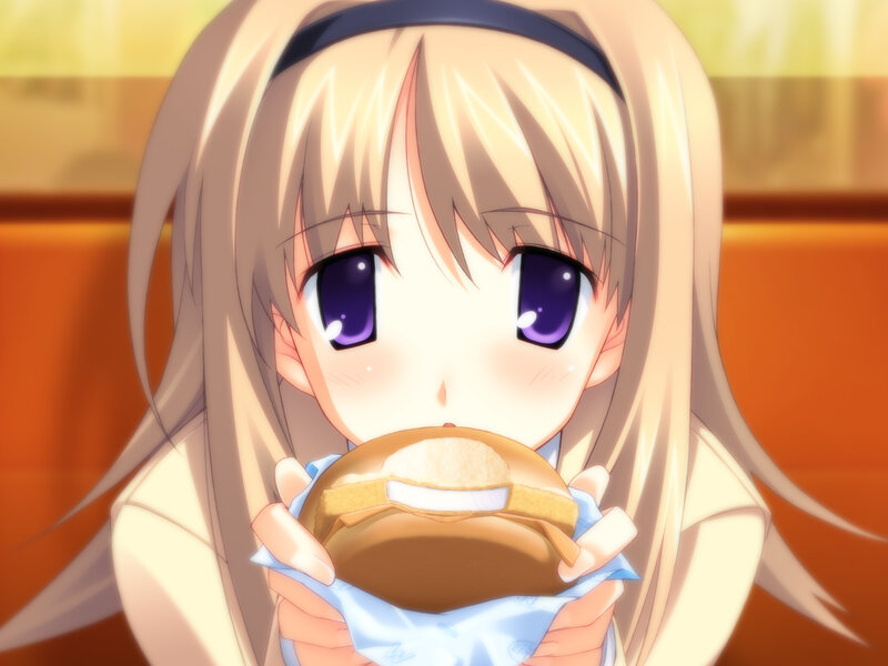 anime girl eating burger