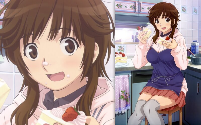 anime girl eating cake