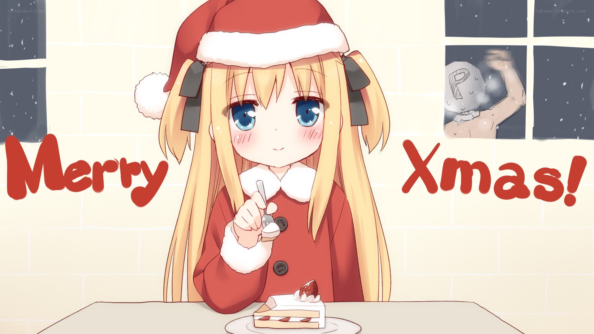 Anime girl eating cake