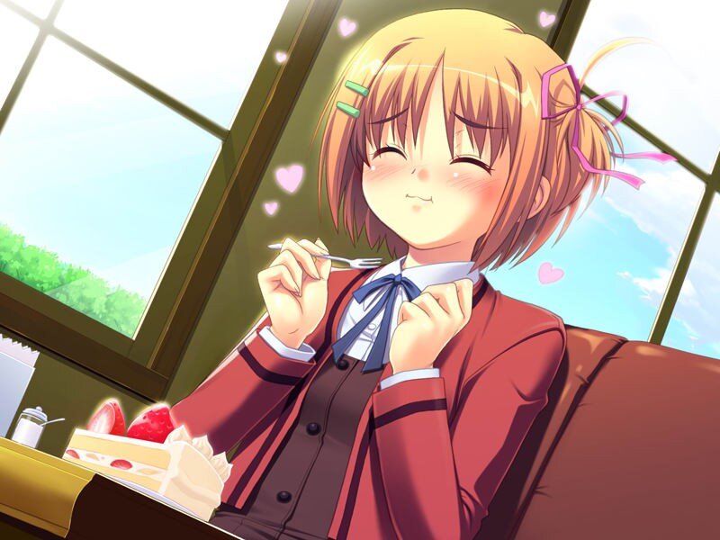 Anime girl eating cake