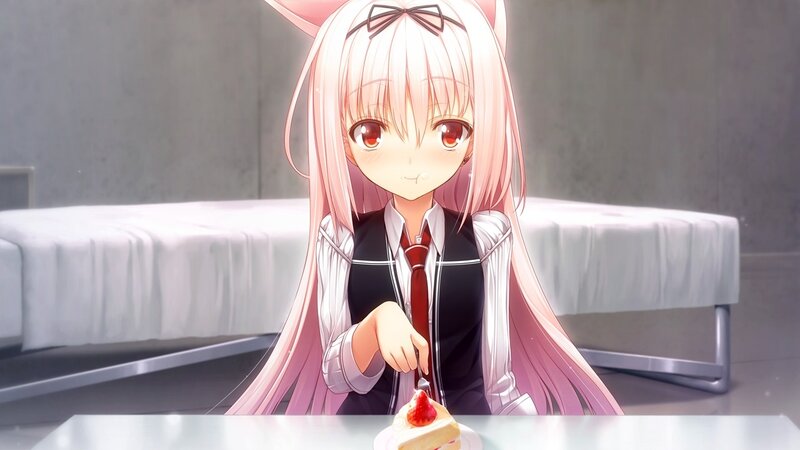 anime girl eating cake