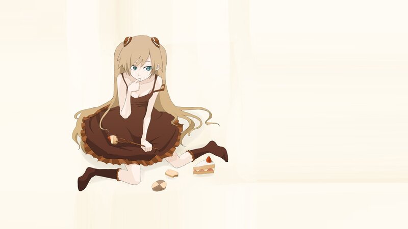anime girl eating cake