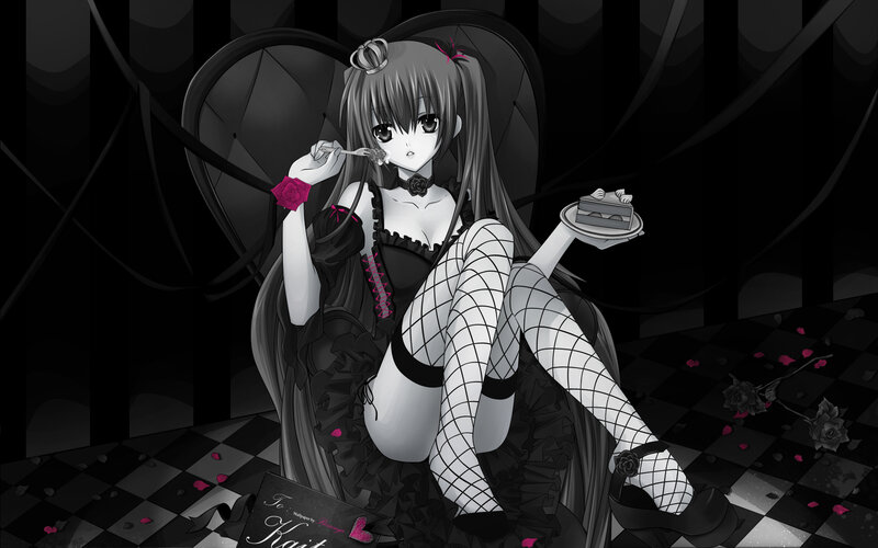 anime girl eating cake