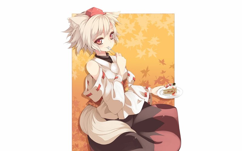 anime girl eating cake