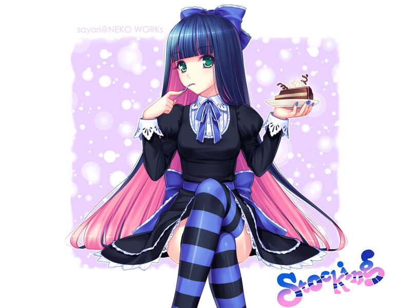 anime girl eating cake