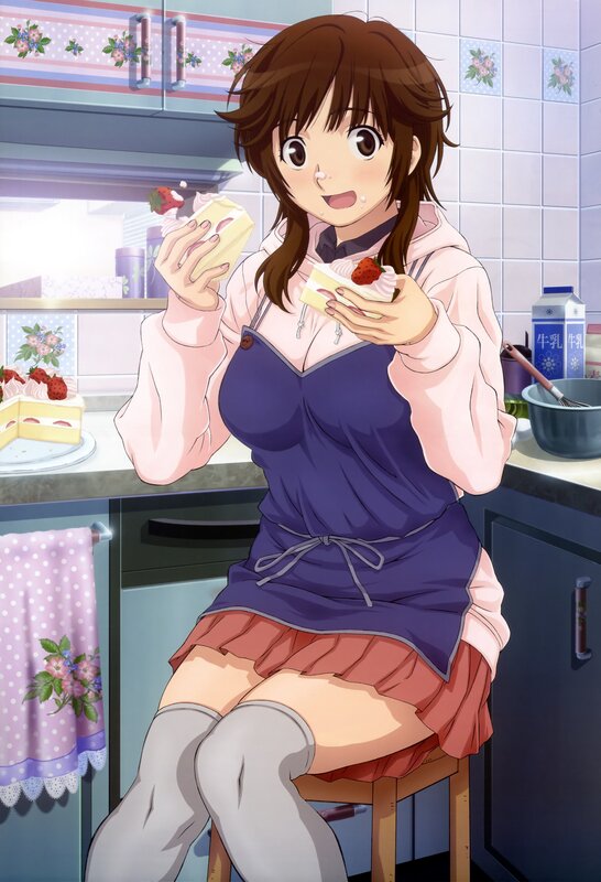 Anime girl eating cake