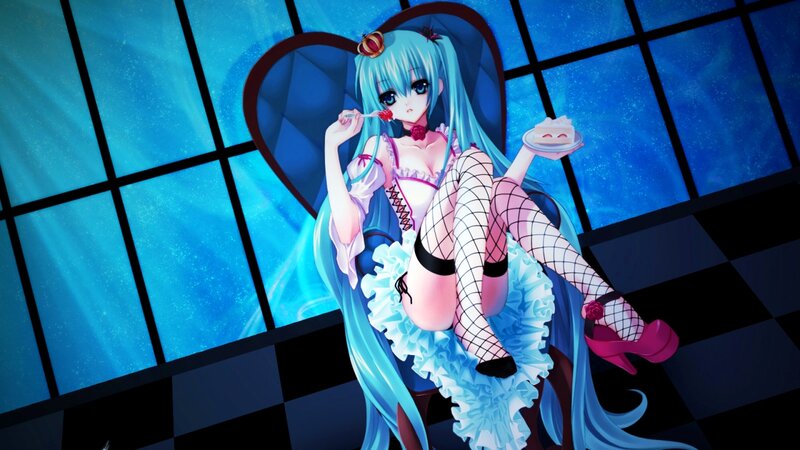 Anime Girl Eating Cake — Blue, Dramatic