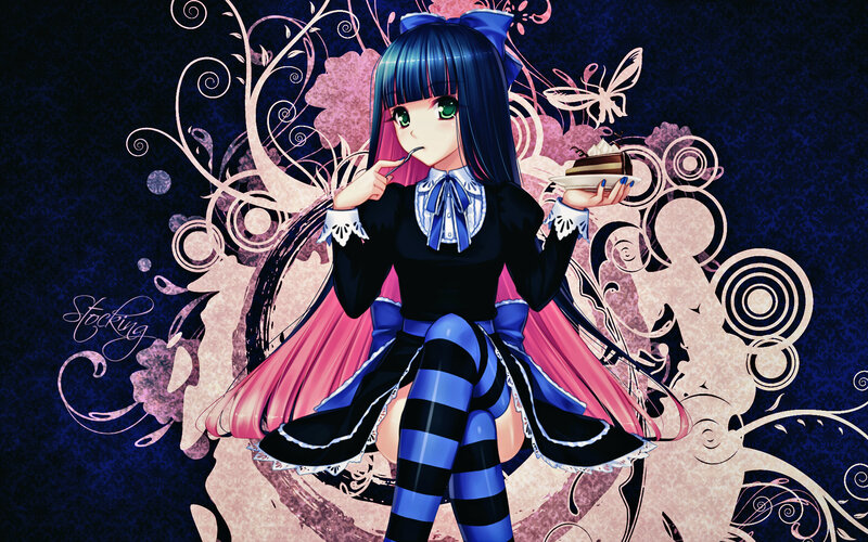 Anime Girl Eating Cake — Blue