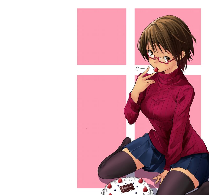 Anime Girl Eating Cake — Pink, Calm