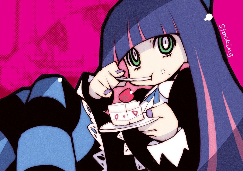 Anime Girl Eating Cake — Pink, Playful