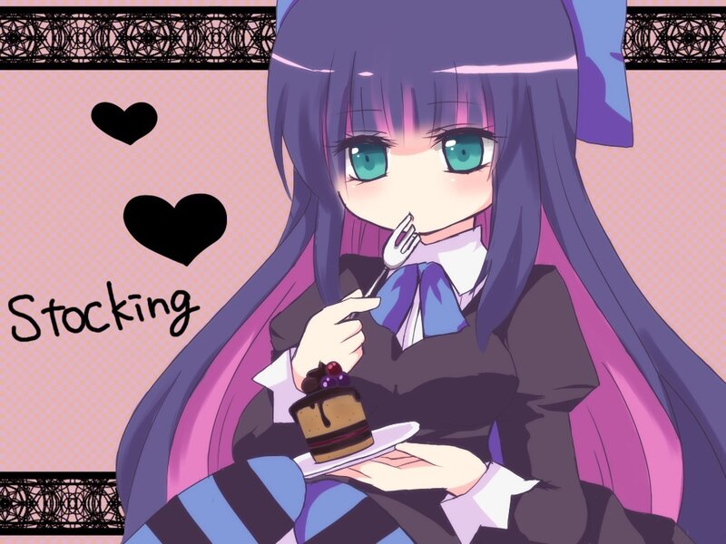 Anime Girl Eating Cake — Purple