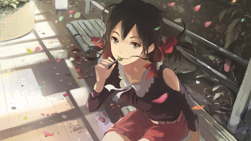 Anime Girl Eating Candy — Brown