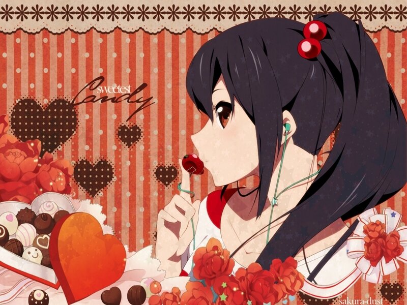 Anime Girl Eating Candy — Red