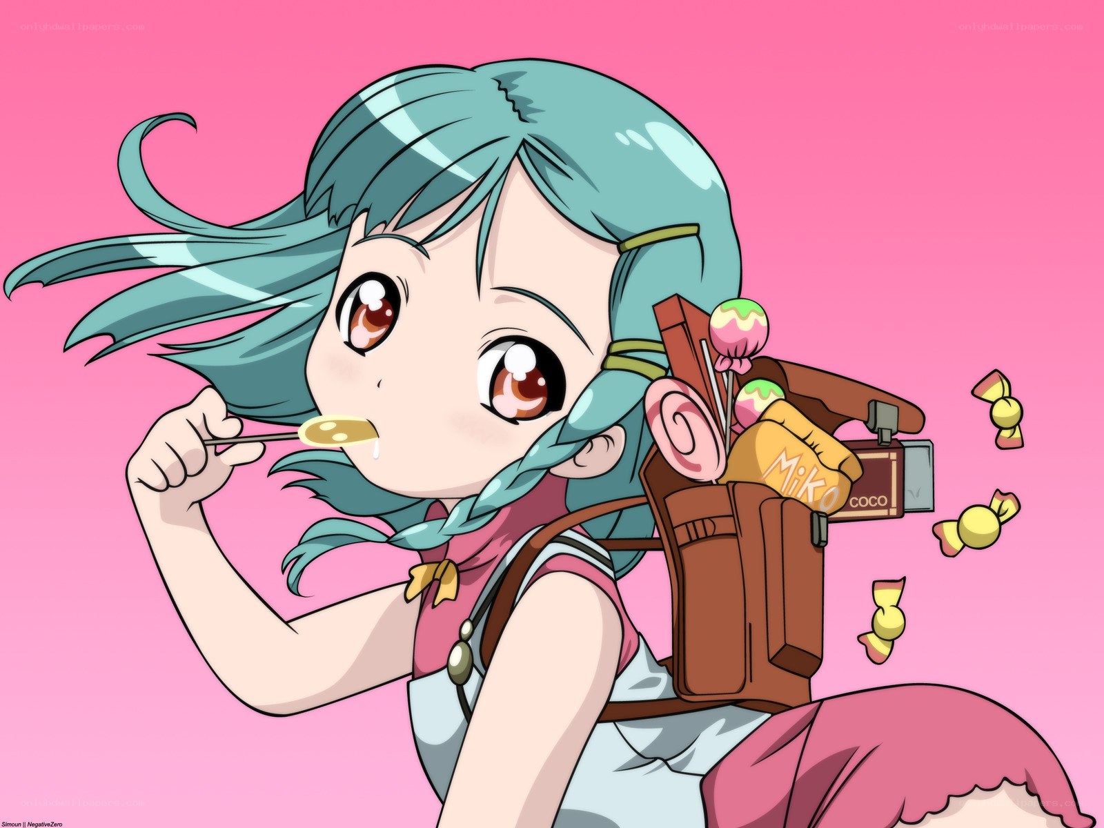 anime girl eating candy