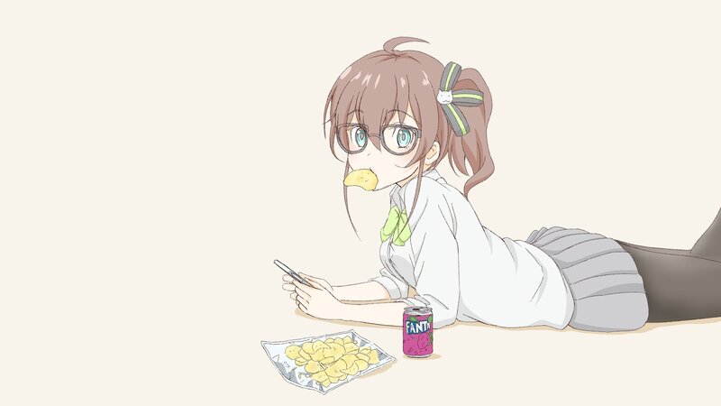 Anime Girl Eating Chips — White
