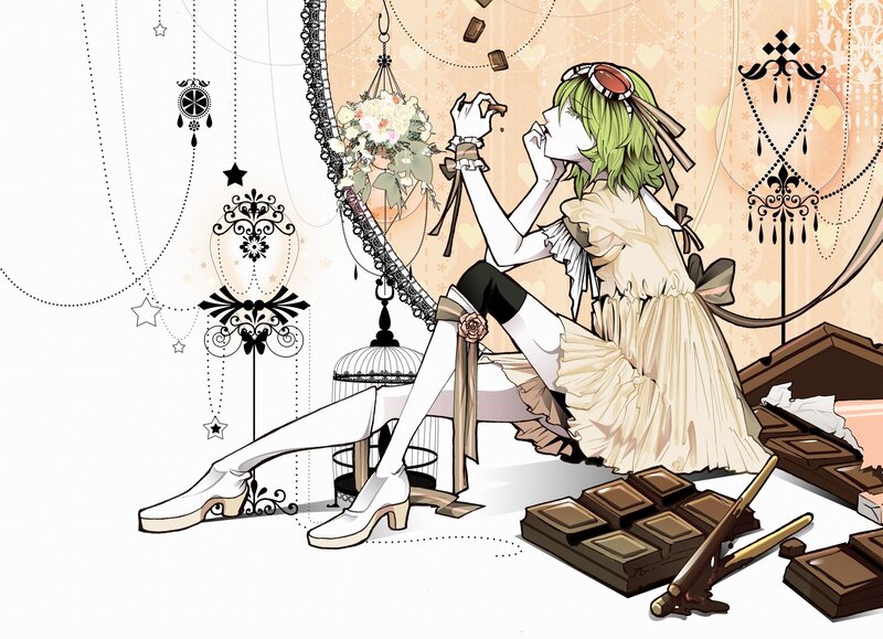 anime girl eating chocolate