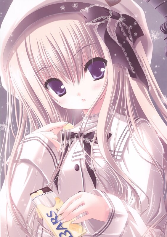 anime girl eating chocolate