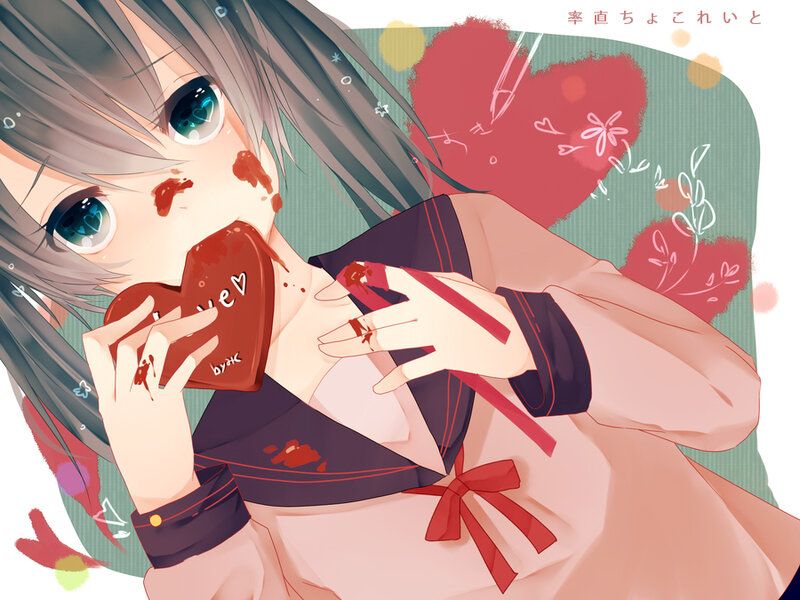 Anime Girl Eating Chocolate — Pink, Dramatic