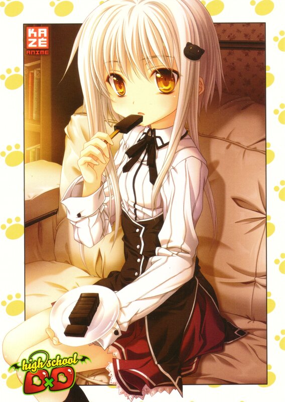 Anime Girl Eating Chocolate — White