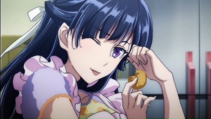 Anime Girl Eating Cookie — Blue