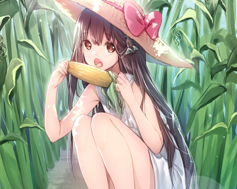Anime Girl Eating Corn