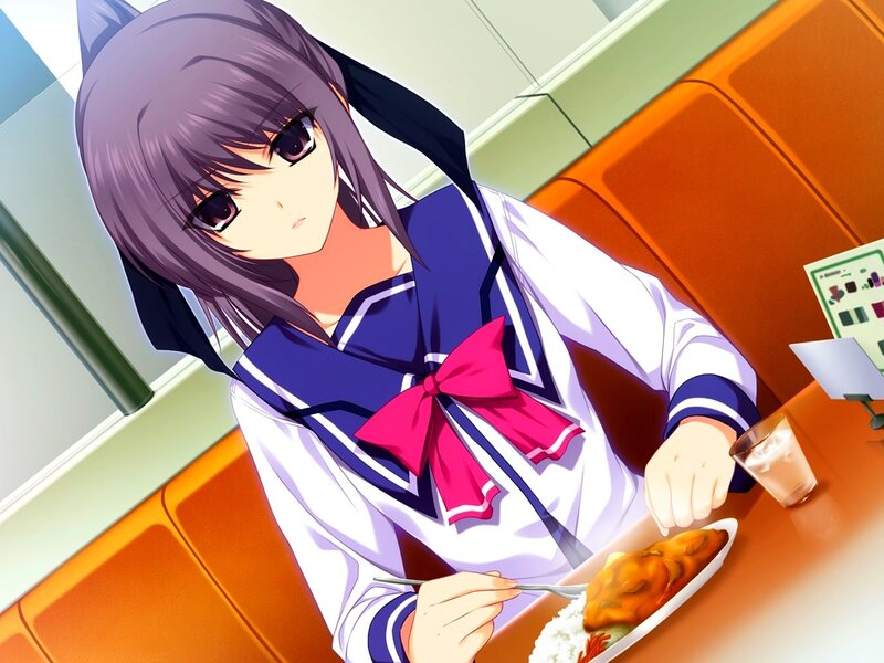 Anime Girl Eating Curry — Purple