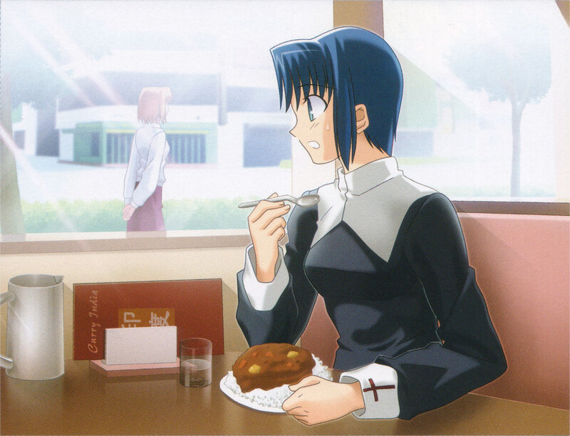 Anime girl eating curry