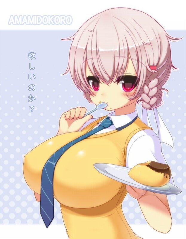 anime girl eating dessert