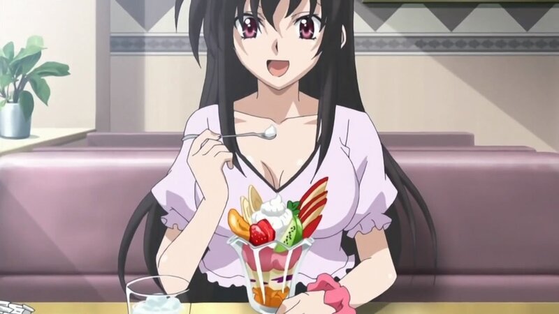 anime girl eating dessert
